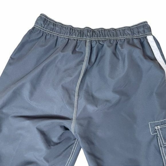 Men Quick Dry Lined Swim Trunks Gray Sz L Stripes Shorts Kanu Surf - Picture 8 of 13